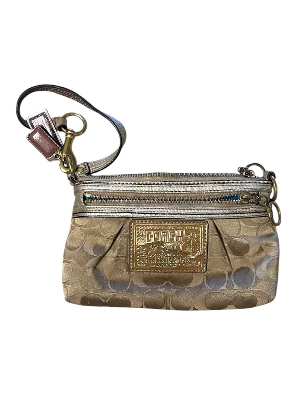 Coach Gold Signature Wristlet Clutch